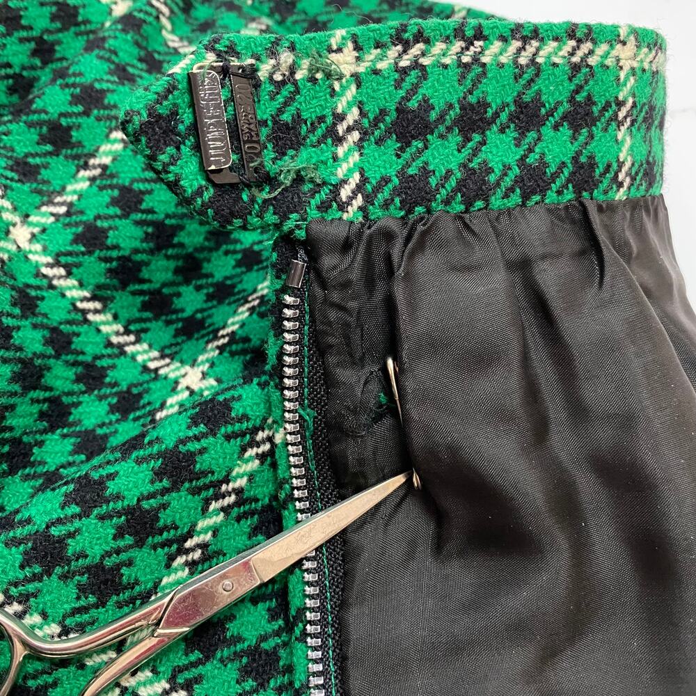VINTAGE YSL Yves Saint Laurent Rive Gauche Green Plaid Wool Skirt Set FR 38 XS - Picture 12 of 15
